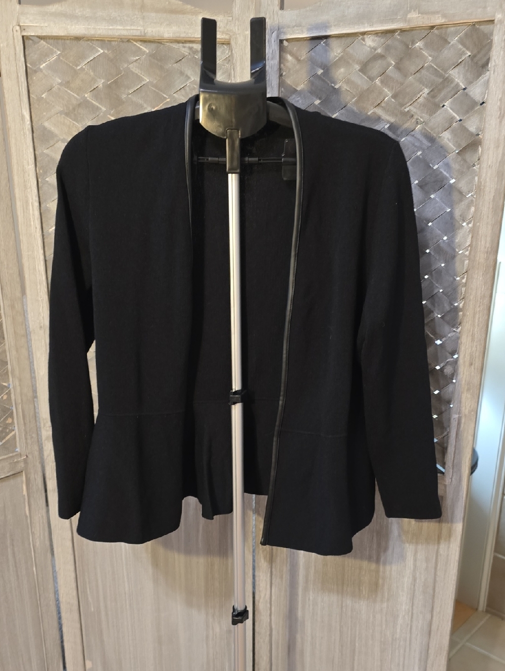 Ann Taylor Black Open-Front Peplum Blazer